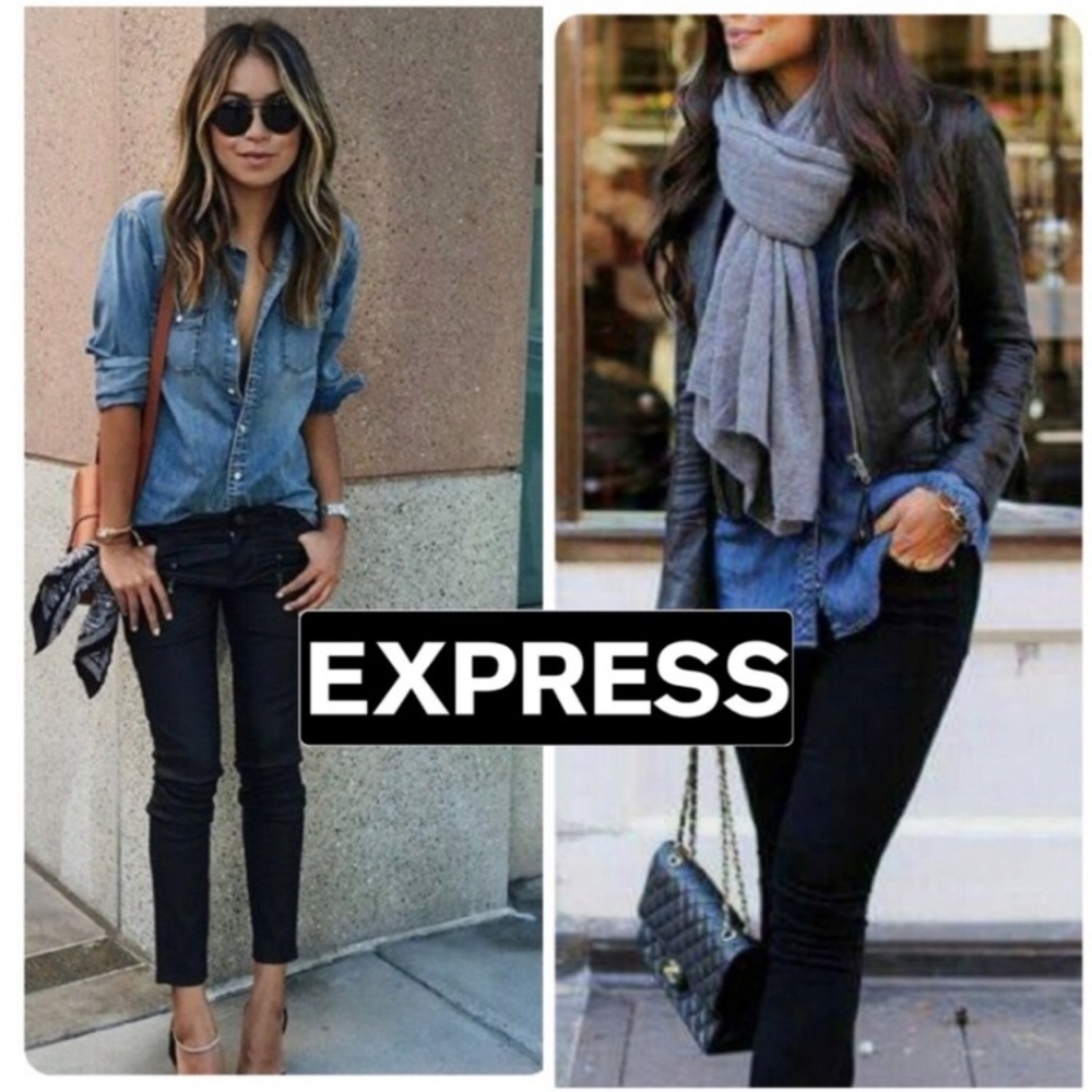 COPY - Express Women’s Collar Denim Button Down Shirt